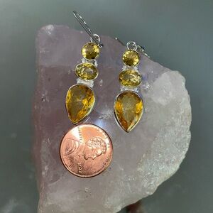925 silver citrine earrings.1 1/2 long.